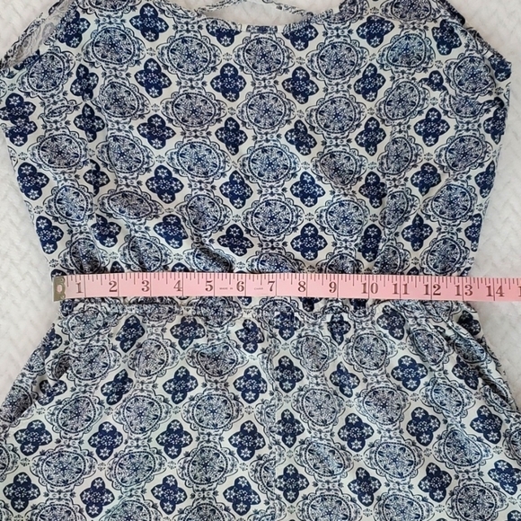H&M Blue White Paisley Boho Romper Playsuit Size 8 - Picture 5 of 11
